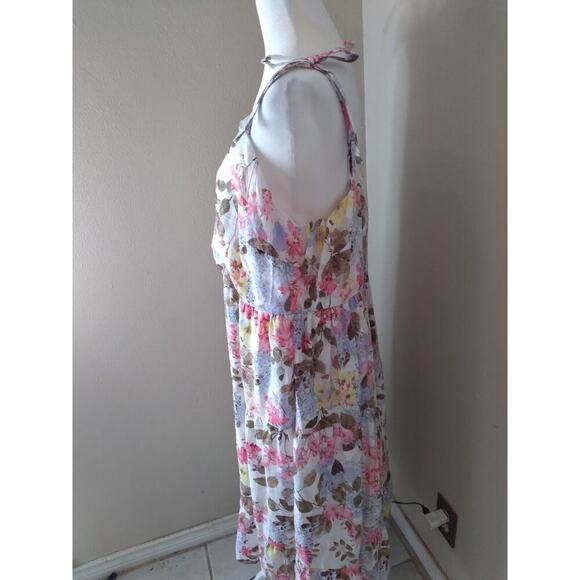 Lane Bryant Dress Multicolored Pastel Floral Sz 14 Tie Straps Tiered Easter... - Picture 4 of 10
